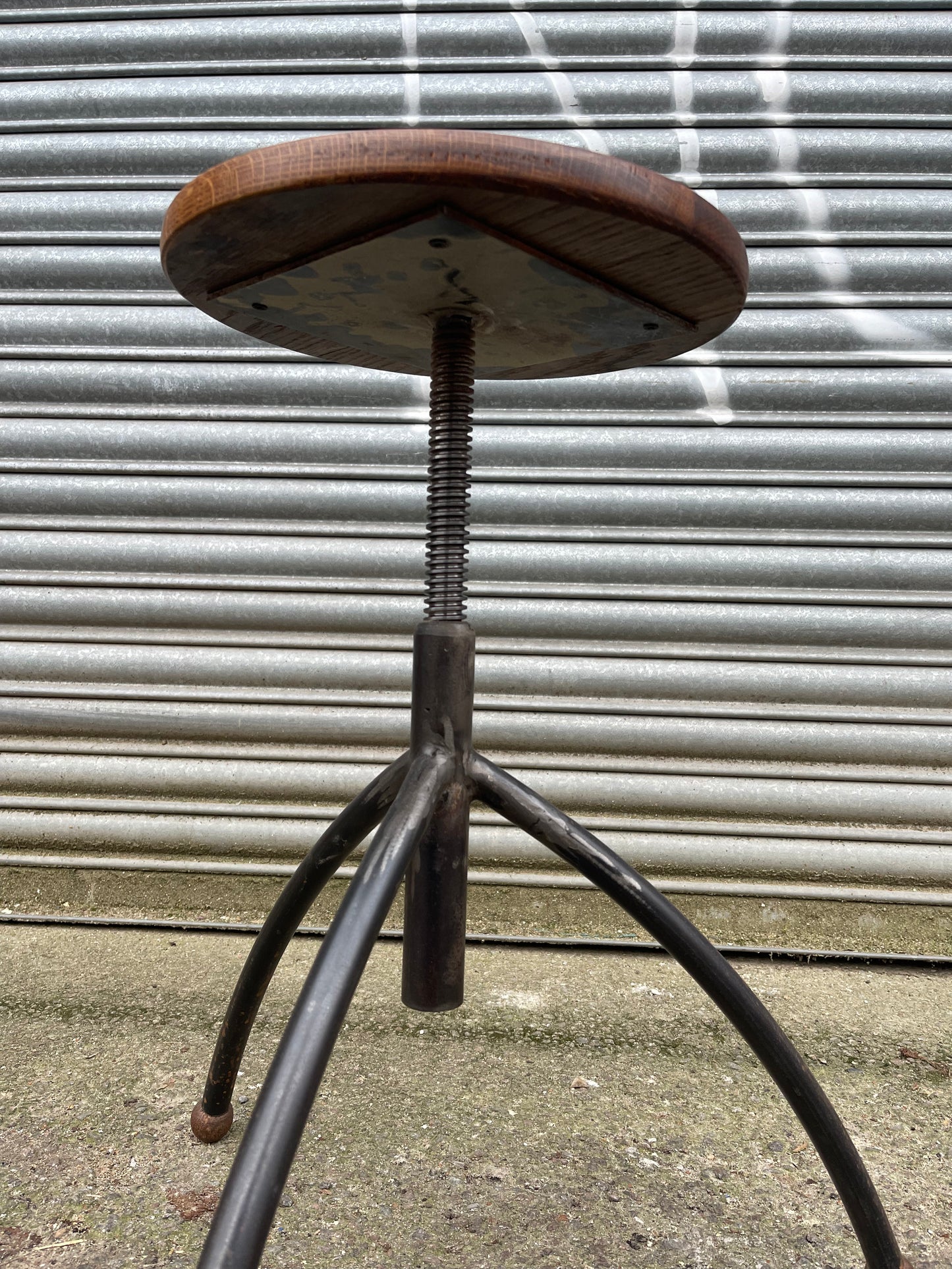 1950s Polish Adjustable Industrial Work Stool