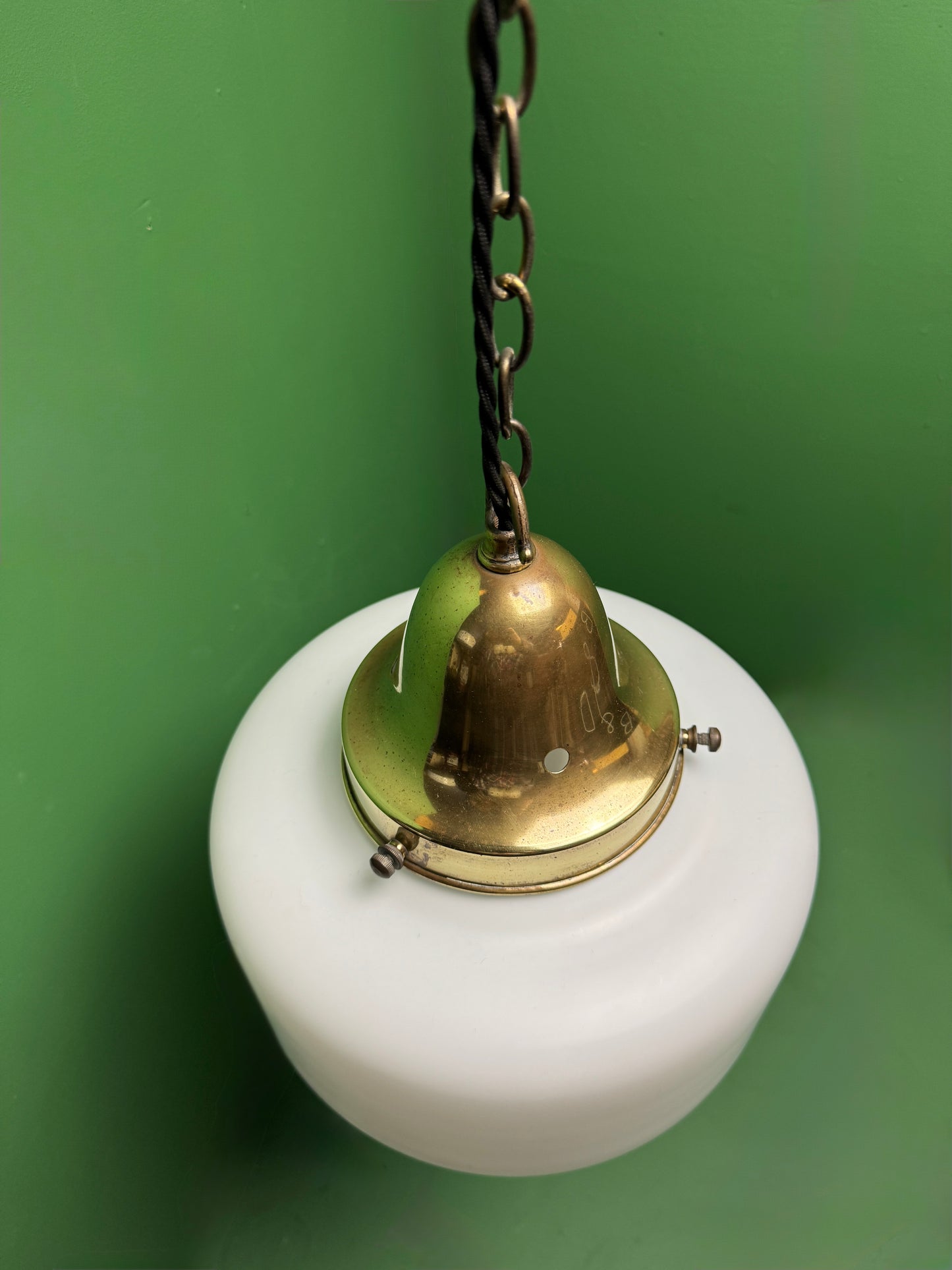 1930s Opaline Pendant Lights With Original Diffusers