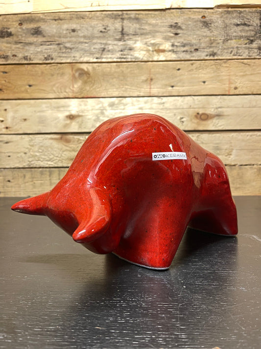 Otto Keramik Large Ceramic Bull West German Pottery Fat Lava
