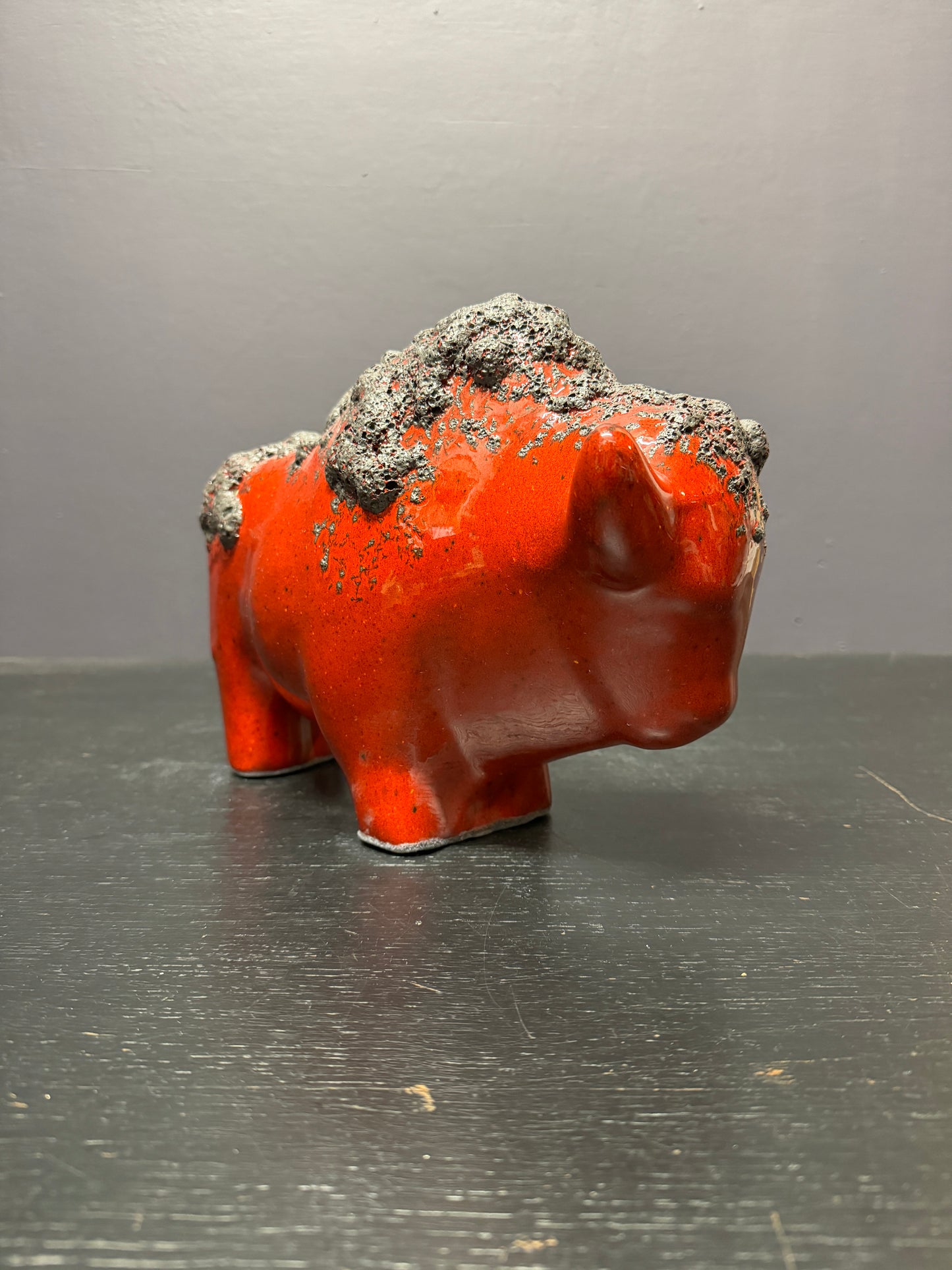 Otto Keramik Large Ceramic Bison West German Pottery Fat Lava