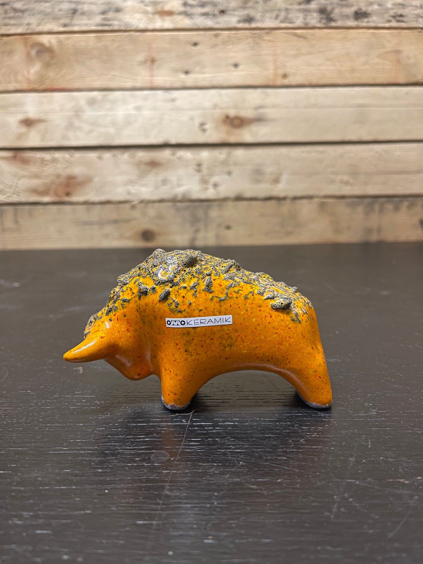 Otto Keramik Small Ceramic Bull West German Pottery Fat Lava