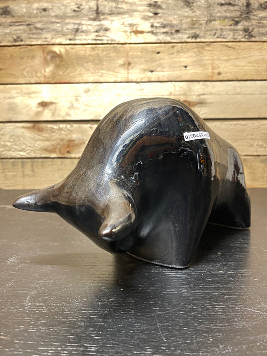 Otto Keramik Large Ceramic Bull West German Pottery Fat Lava