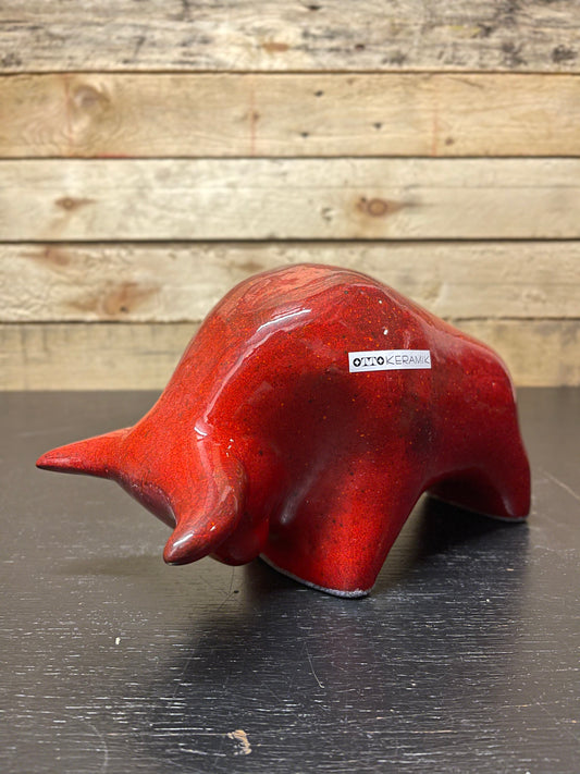 Otto Keramik Medium Ceramic Bull West German Pottery Fat Lava