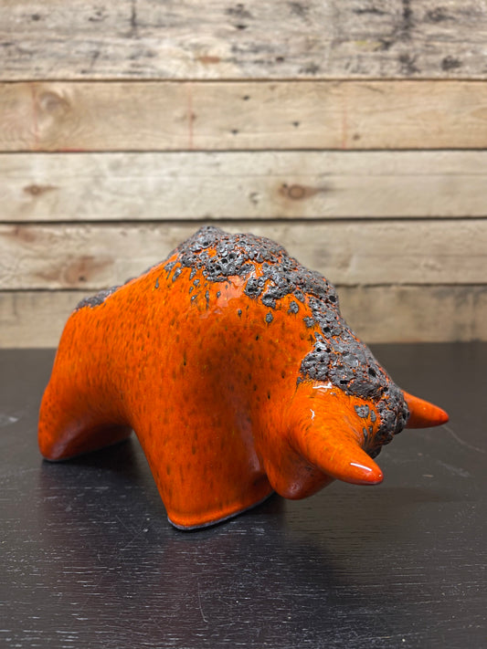 Otto Keramik Medium Ceramic Bull West German Pottery Fat Lava