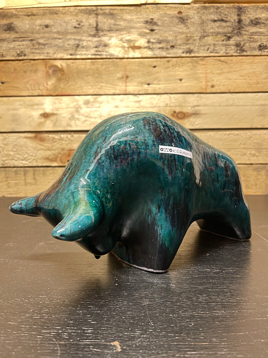 Otto Keramik Large Ceramic Bull West German Pottery Fat Lava