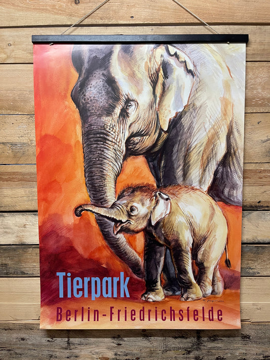 Rare Tierpark Berlin Elephants Original Zoo Poster By Reiner Zieger