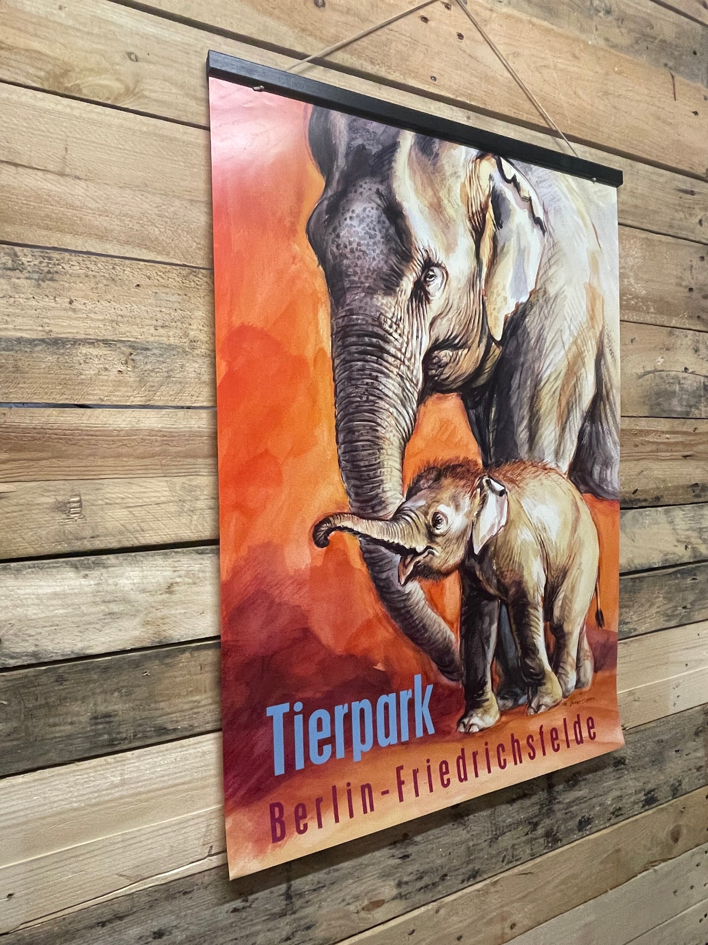 Rare Tierpark Berlin Elephants Original Zoo Poster By Reiner Zieger