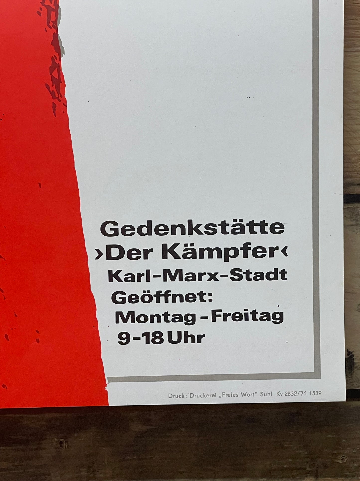 Rare Memorial Of The Fighter DDR Propaganda Poster 1976
