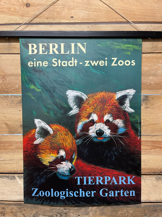 Rare Tierpark Berlin Original Zoo Poster Of Red Pandas By Reiner Zieger