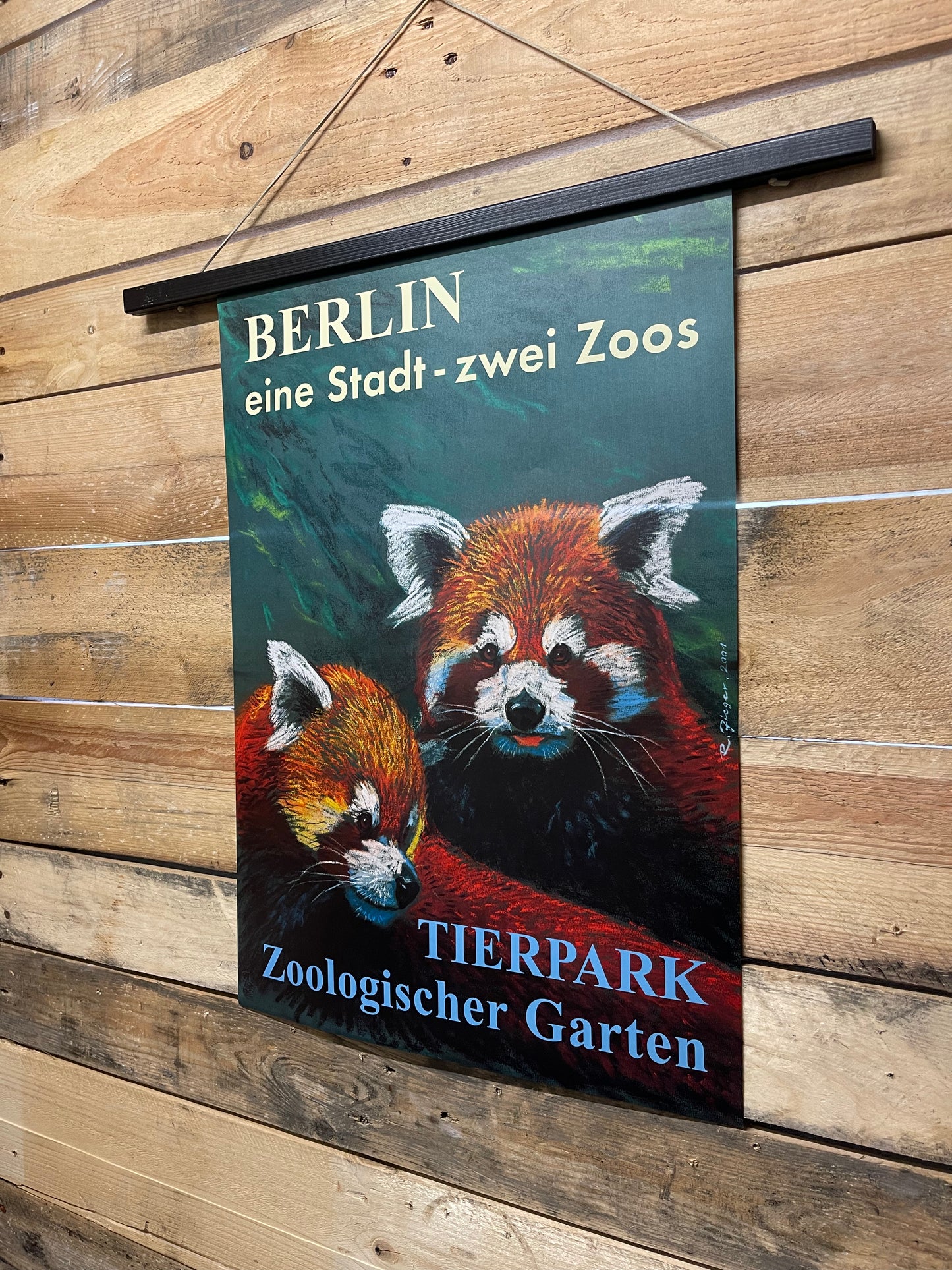 Rare Tierpark Berlin Original Zoo Poster Of Red Pandas By Reiner Zieger