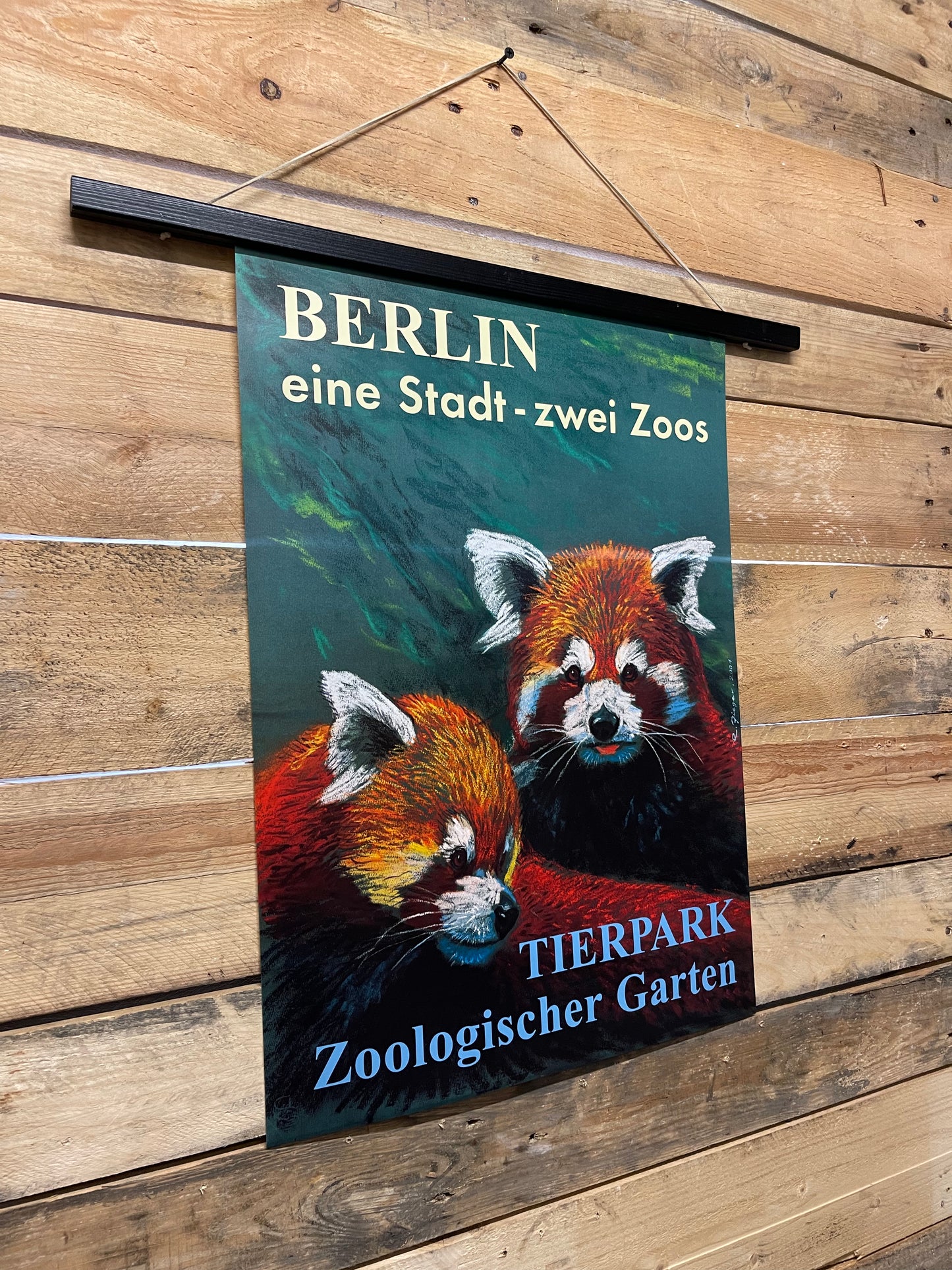 Rare Tierpark Berlin Original Zoo Poster Of Red Pandas By Reiner Zieger