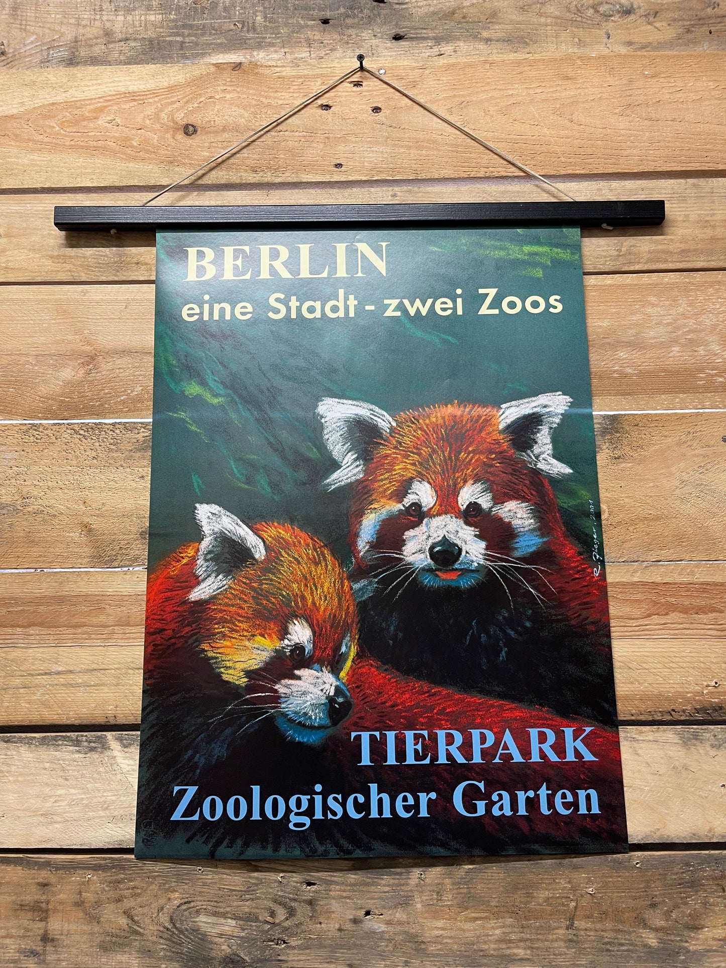 Rare Tierpark Berlin Original Zoo Poster Of Red Pandas By Reiner Zieger