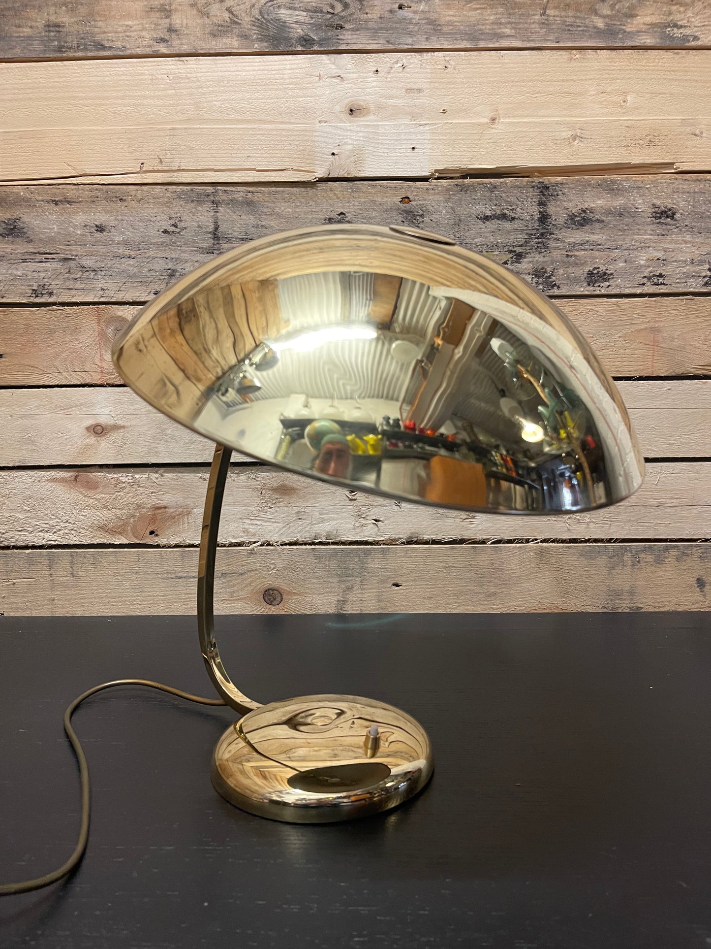 Large Brass 1950s Modernist Table Lamp By Helo Leuchten