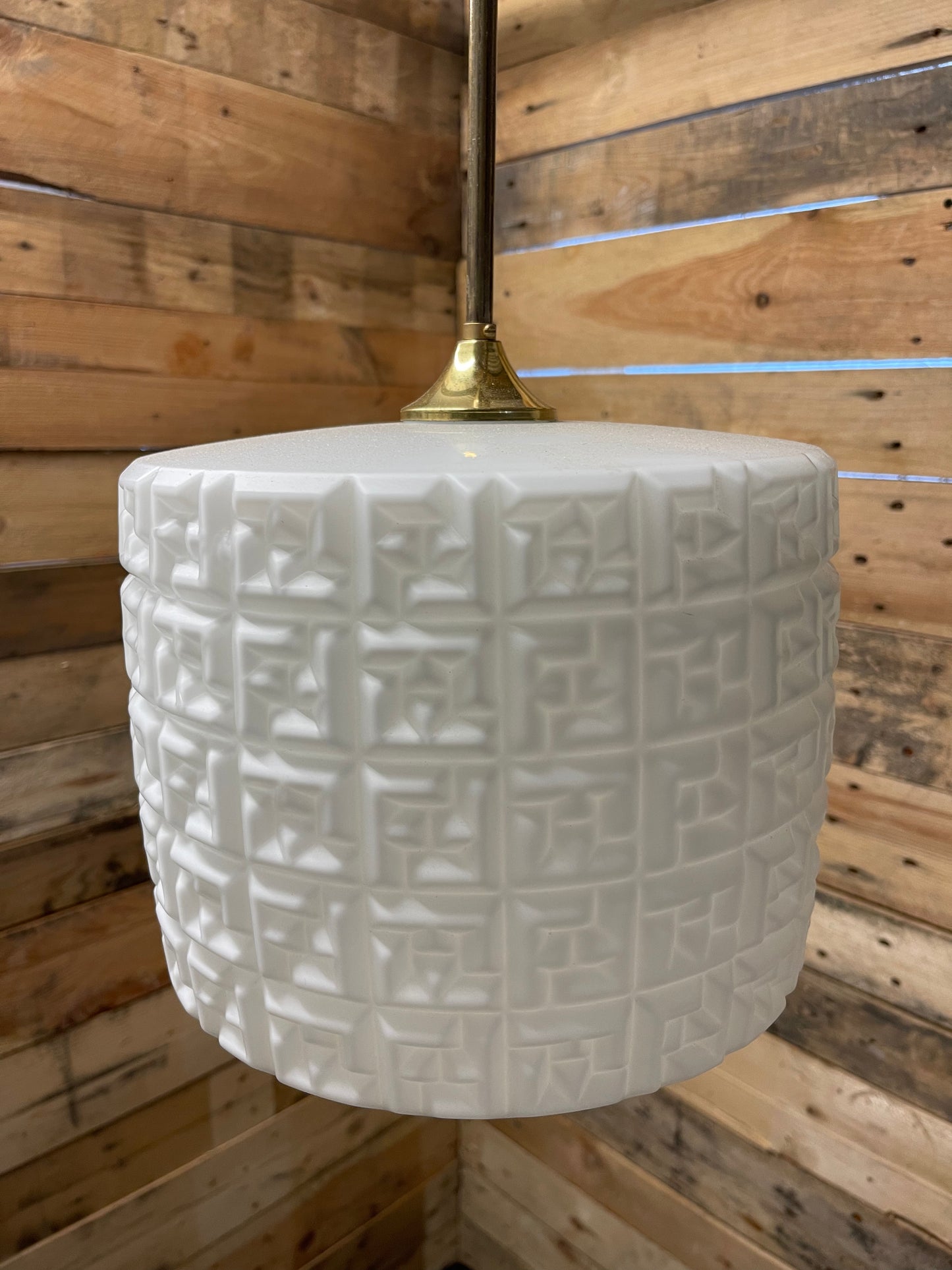 1960s Czech Opaline & Brass Pendant Lights