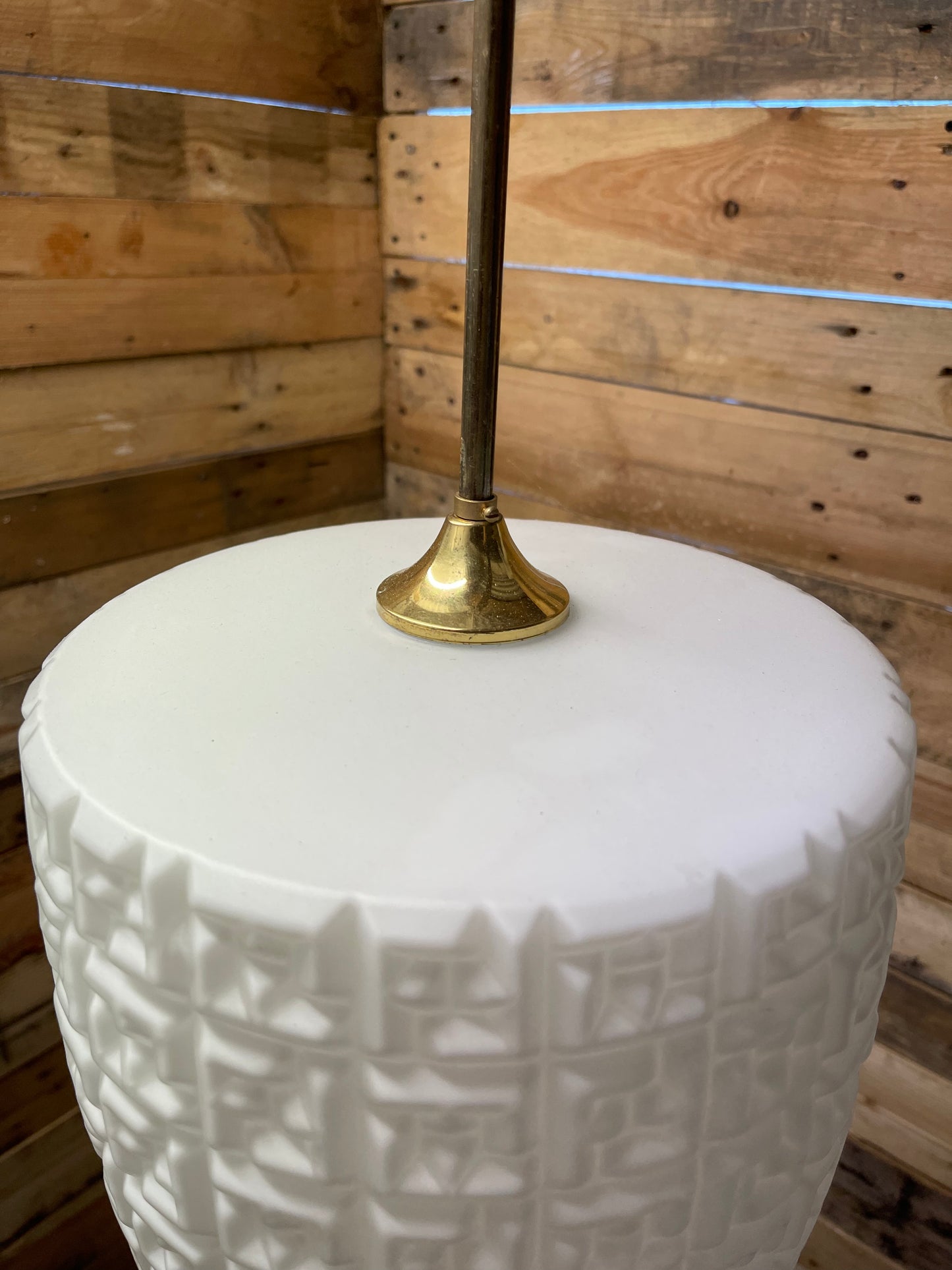 1960s Czech Opaline & Brass Pendant Lights