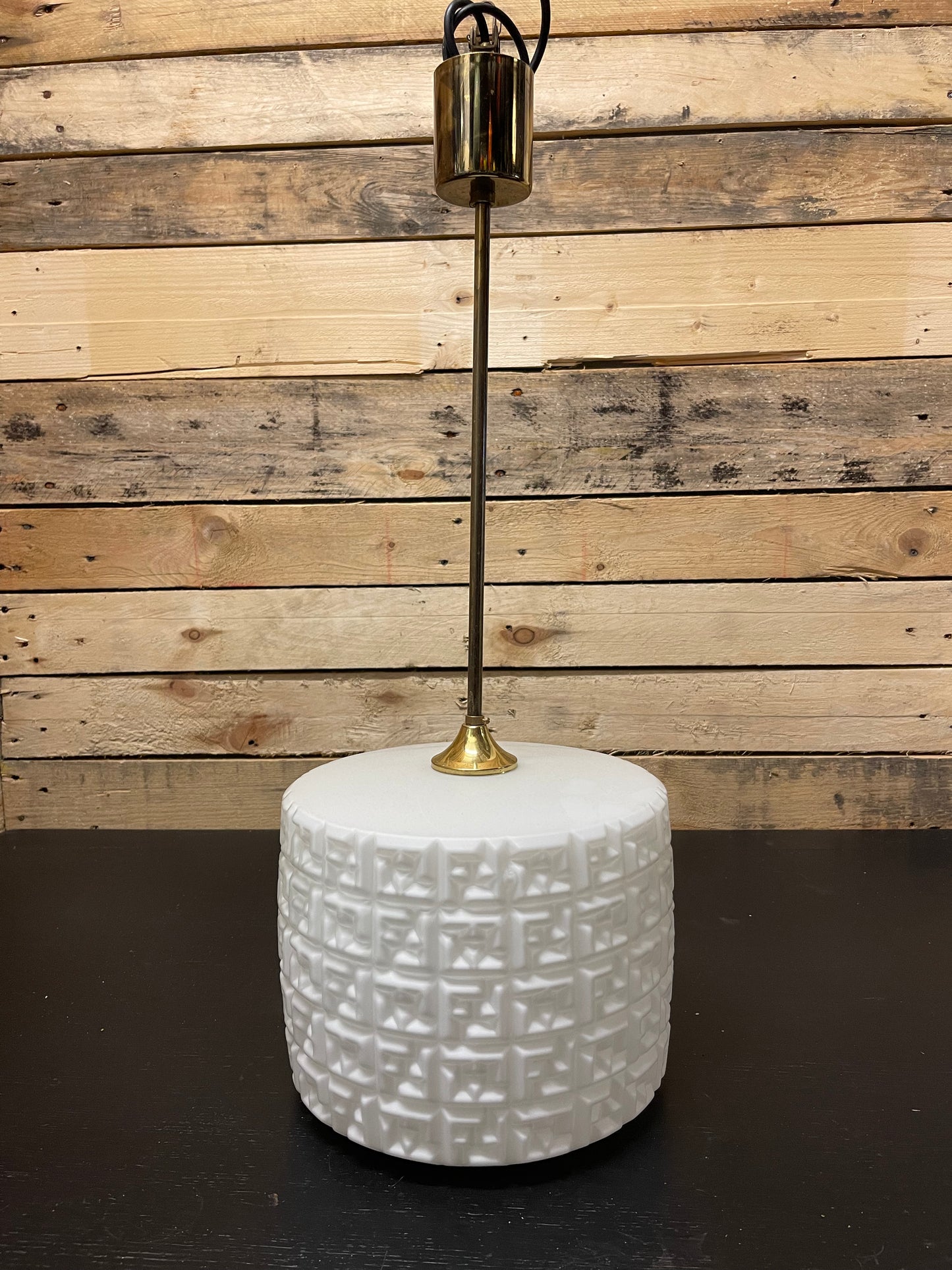 1960s Czech Opaline & Brass Pendant Lights