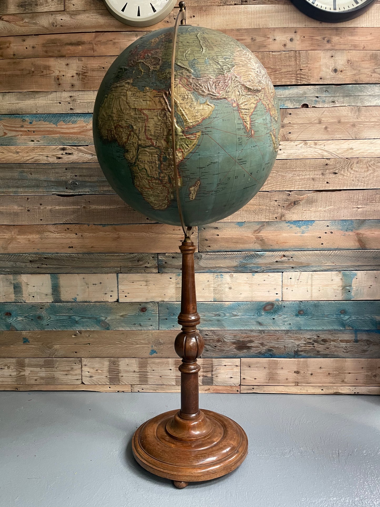 Large Antique Floor Standing Raised Relief Globe By Paul Räth Liepzig