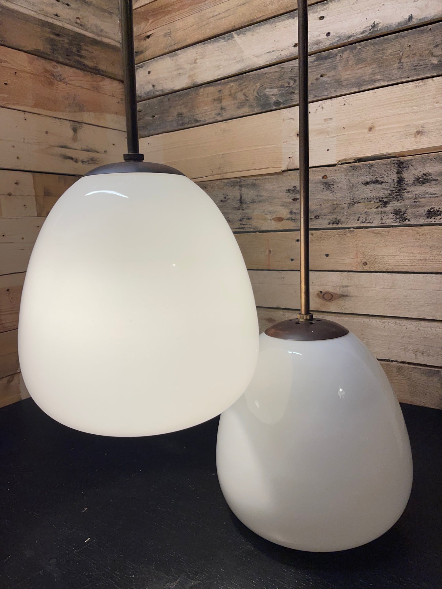 1940s Opaline Tulip Pendants By General Electric Company GEC