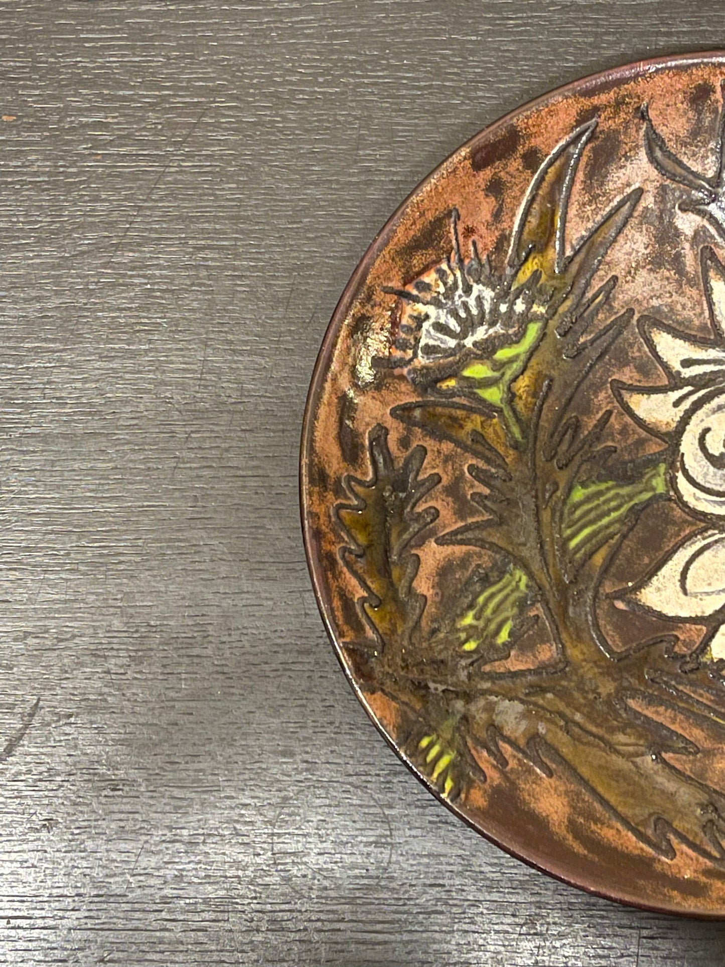 Large 1960s West German Pottery Fat Lava Ceramic Plate By Ruscha Art