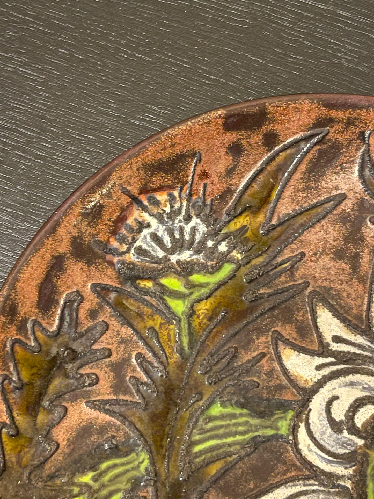 Large 1960s West German Pottery Fat Lava Ceramic Plate By Ruscha Art