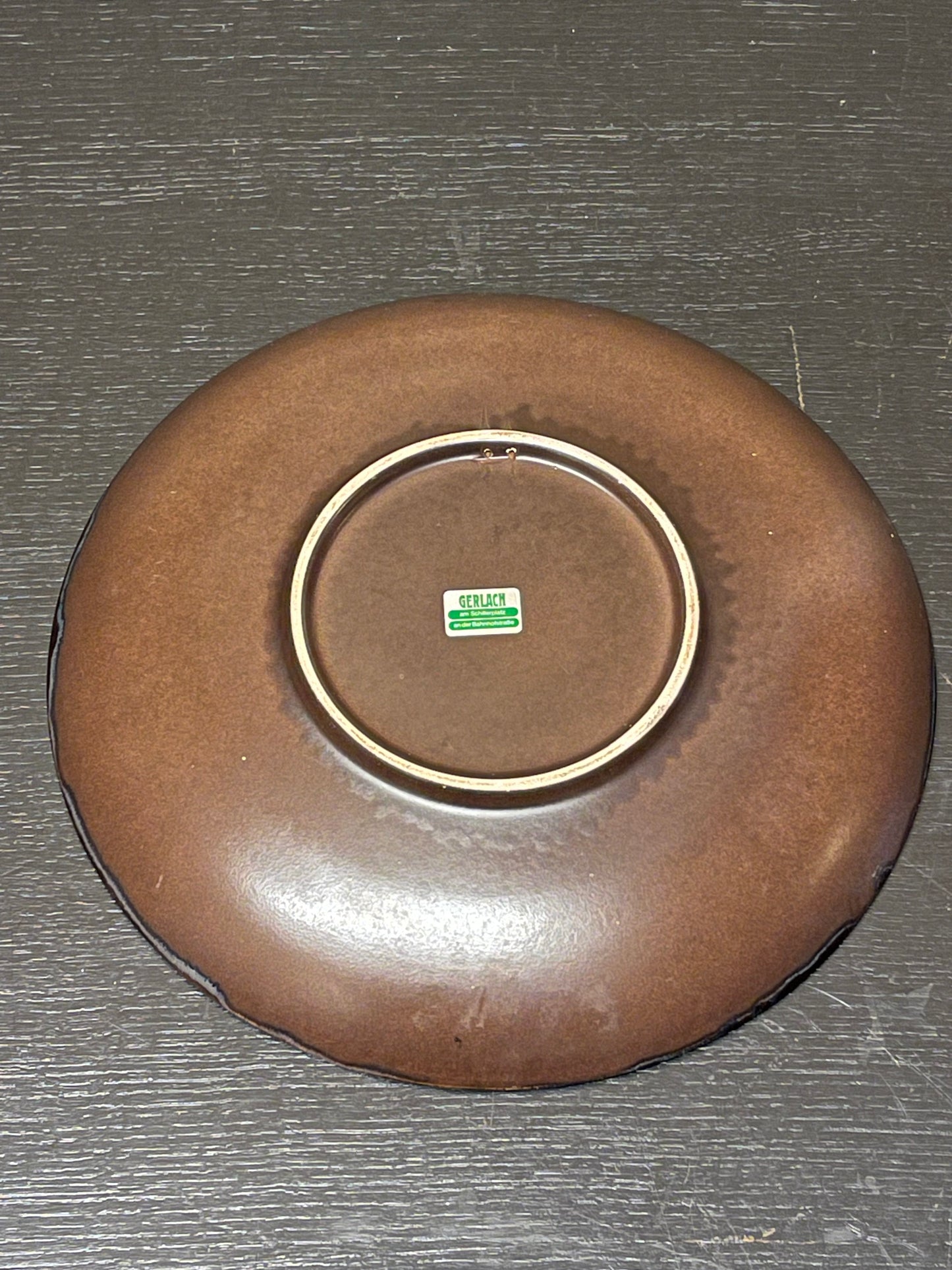 Large 1960s West German Pottery Fat Lava Ceramic Plate By Ruscha Art