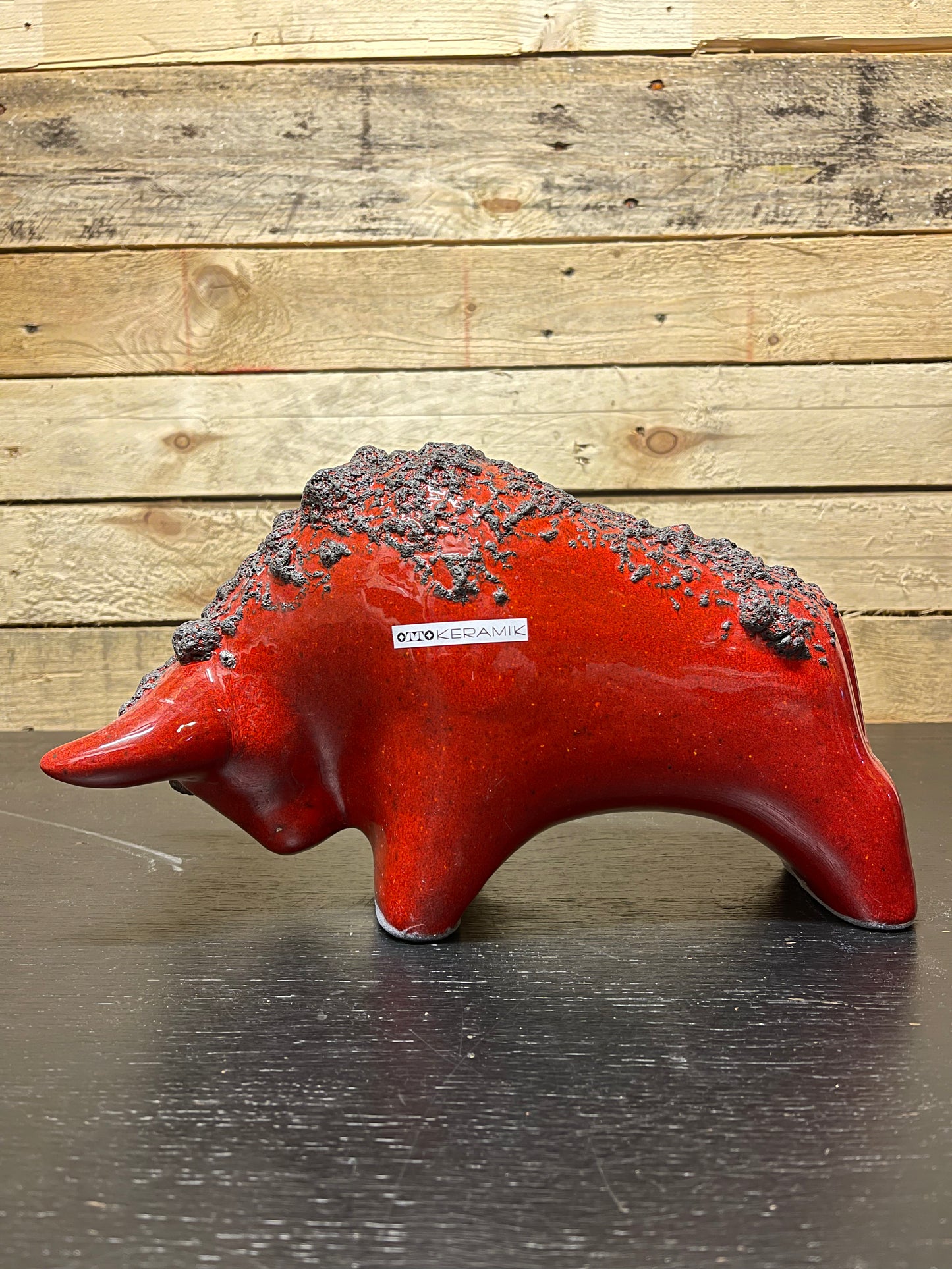 Otto Keramik Large Ceramic Bull West German Pottery Fat Lava