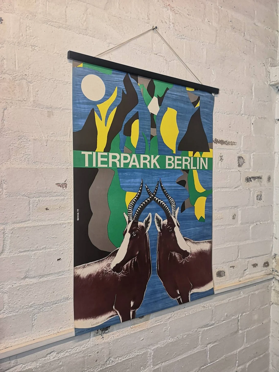 Vintage 1970s Tierpark Berlin Original Zoo Poster Advertising Of An Anteloppe