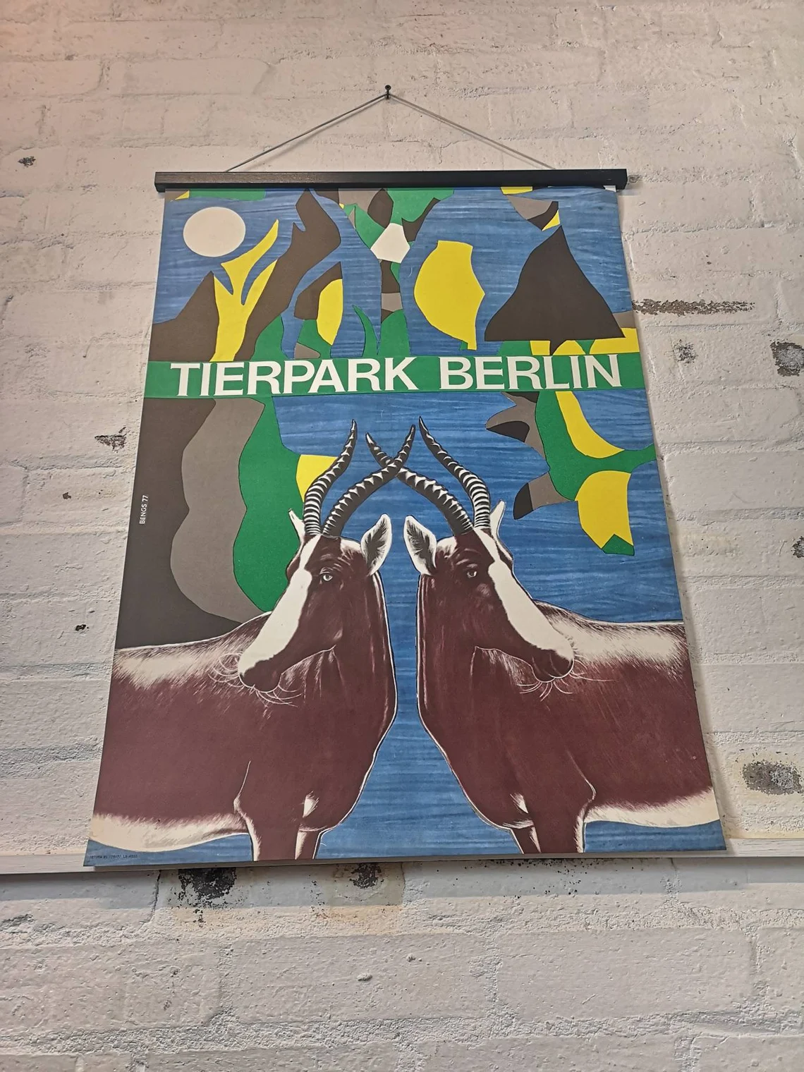 Vintage 1970s Tierpark Berlin Original Zoo Poster Advertising Of An Anteloppe