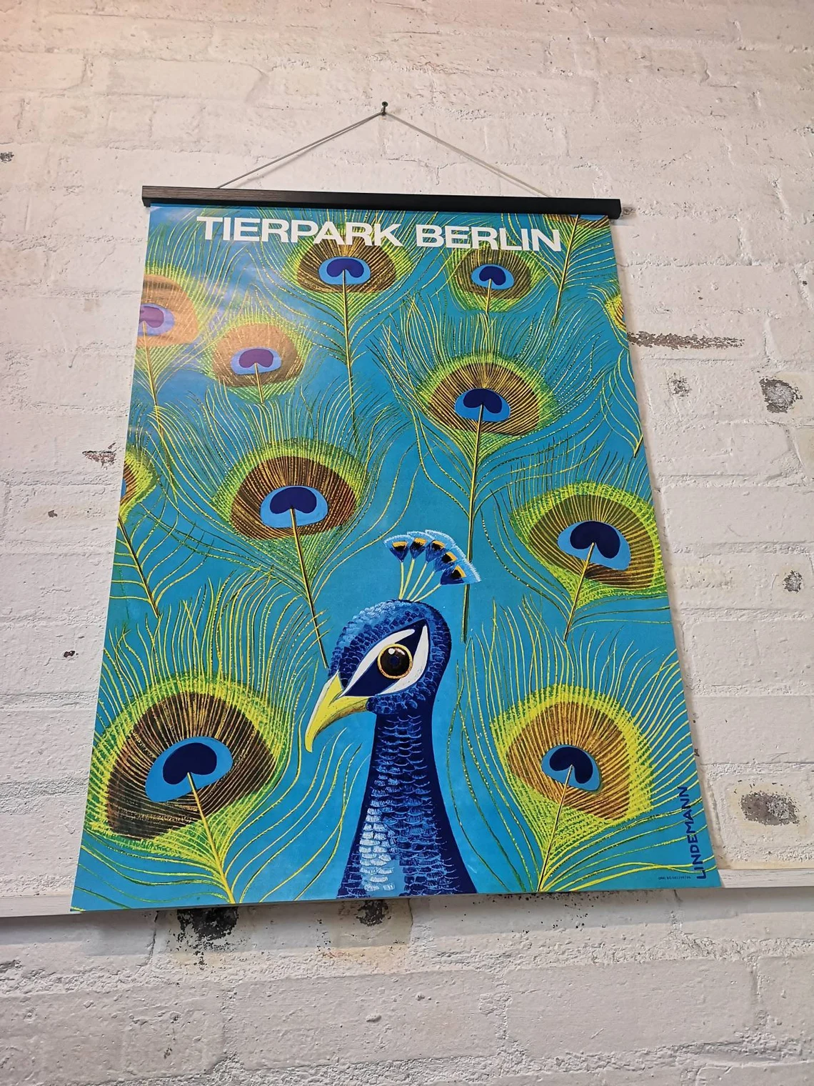 Vintage 1980s Tierpark Berlin Original Zoo Poster Advertising Of A Peacock