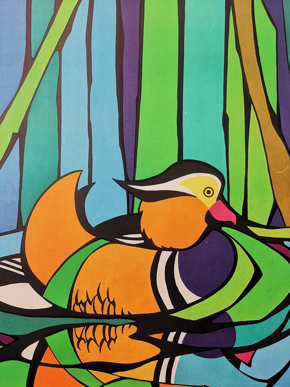 Vintage 1970s Tierpark Berlin Original Zoo Poster Advertising Of A Mandarin Duck
