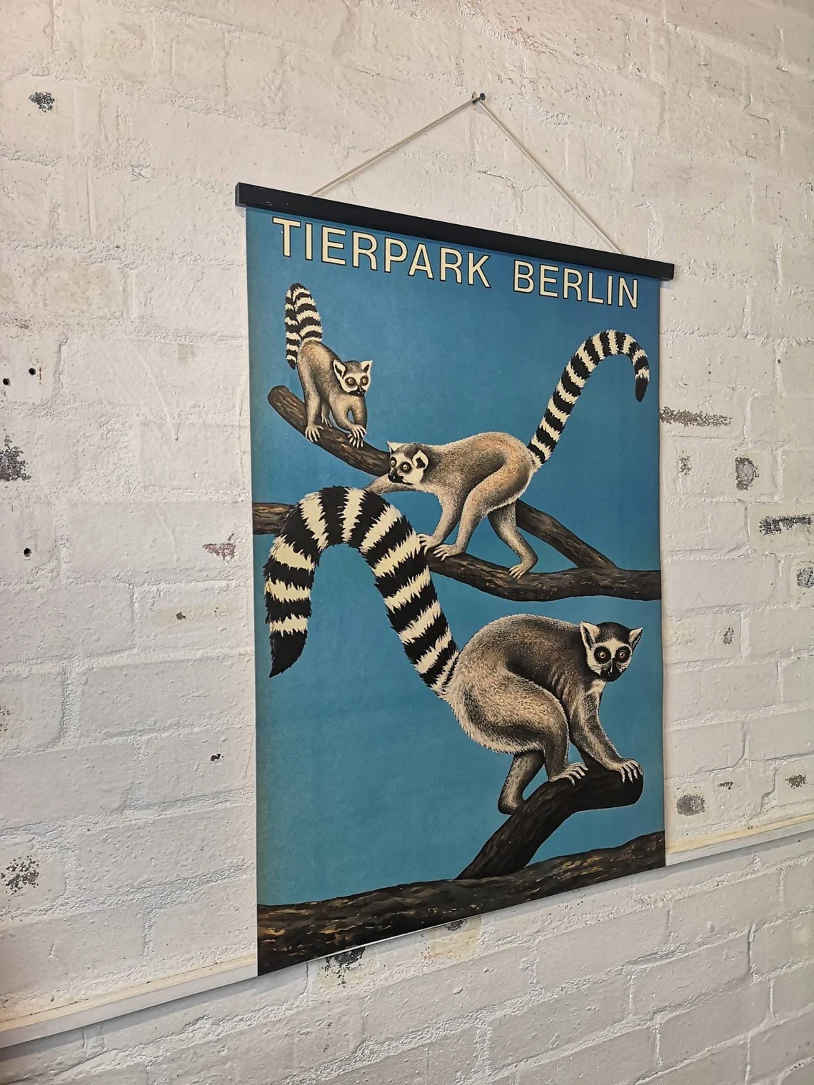 Vintage 1970s Tierpark Berlin Original Zoo Poster Advertising Of Lemars