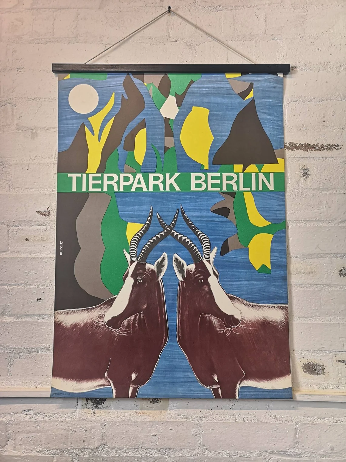 Vintage 1970s Tierpark Berlin Original Zoo Poster Advertising Of An Anteloppe