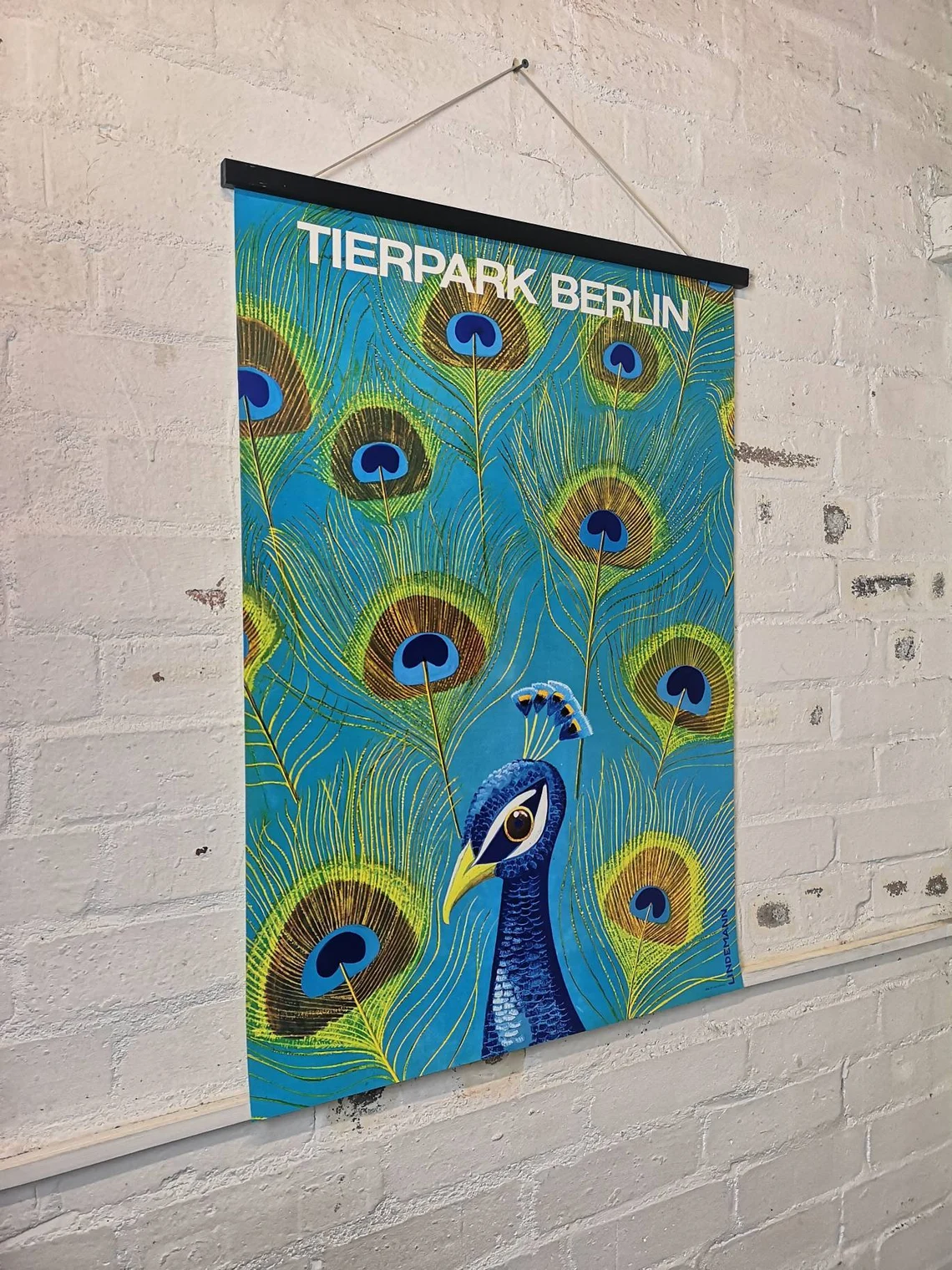 Vintage 1980s Tierpark Berlin Original Zoo Poster Advertising Of A Peacock
