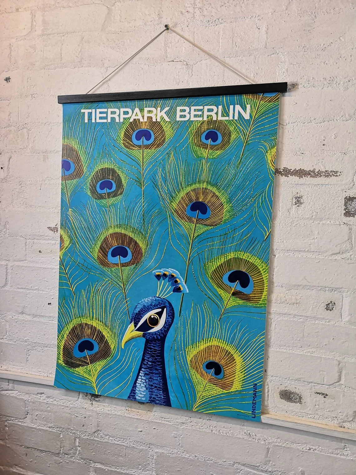 Vintage 1980s Tierpark Berlin Original Zoo Poster Advertising Of A Peacock