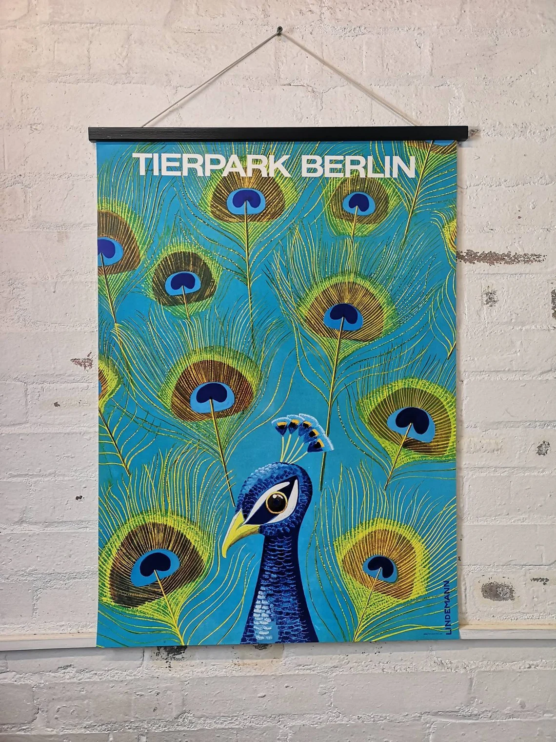 Vintage 1980s Tierpark Berlin Original Zoo Poster Advertising Of A Peacock