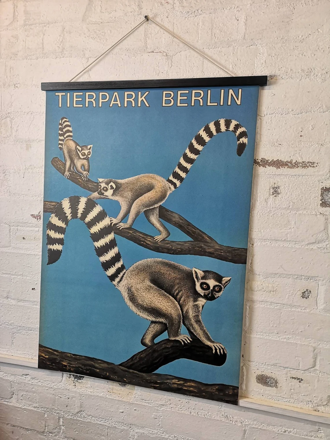 Vintage 1970s Tierpark Berlin Original Zoo Poster Advertising Of Lemars