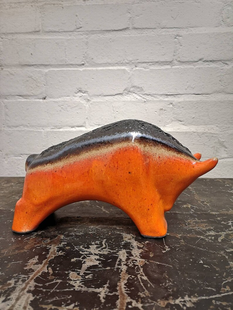 Otto Keramik Ceramic Bull West German Pottery Fat Lava