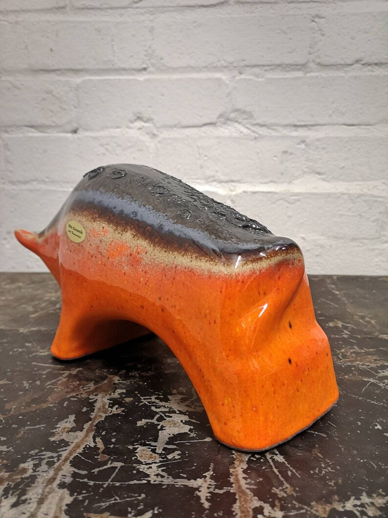Otto Keramik Ceramic Bull West German Pottery Fat Lava