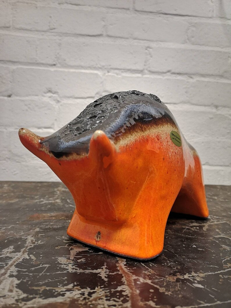 Otto Keramik Ceramic Bull West German Pottery Fat Lava