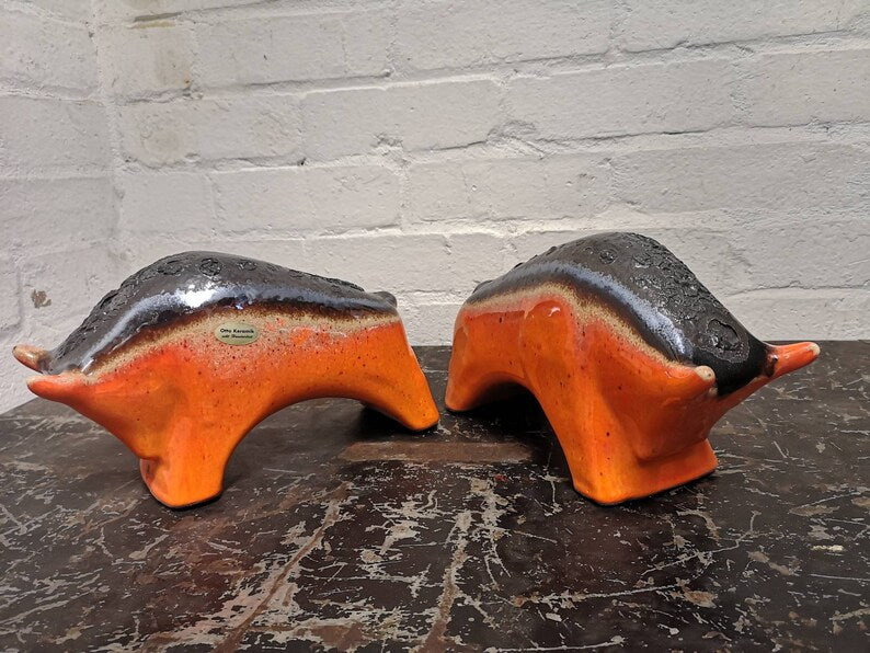 Otto Keramik Ceramic Bull West German Pottery Fat Lava