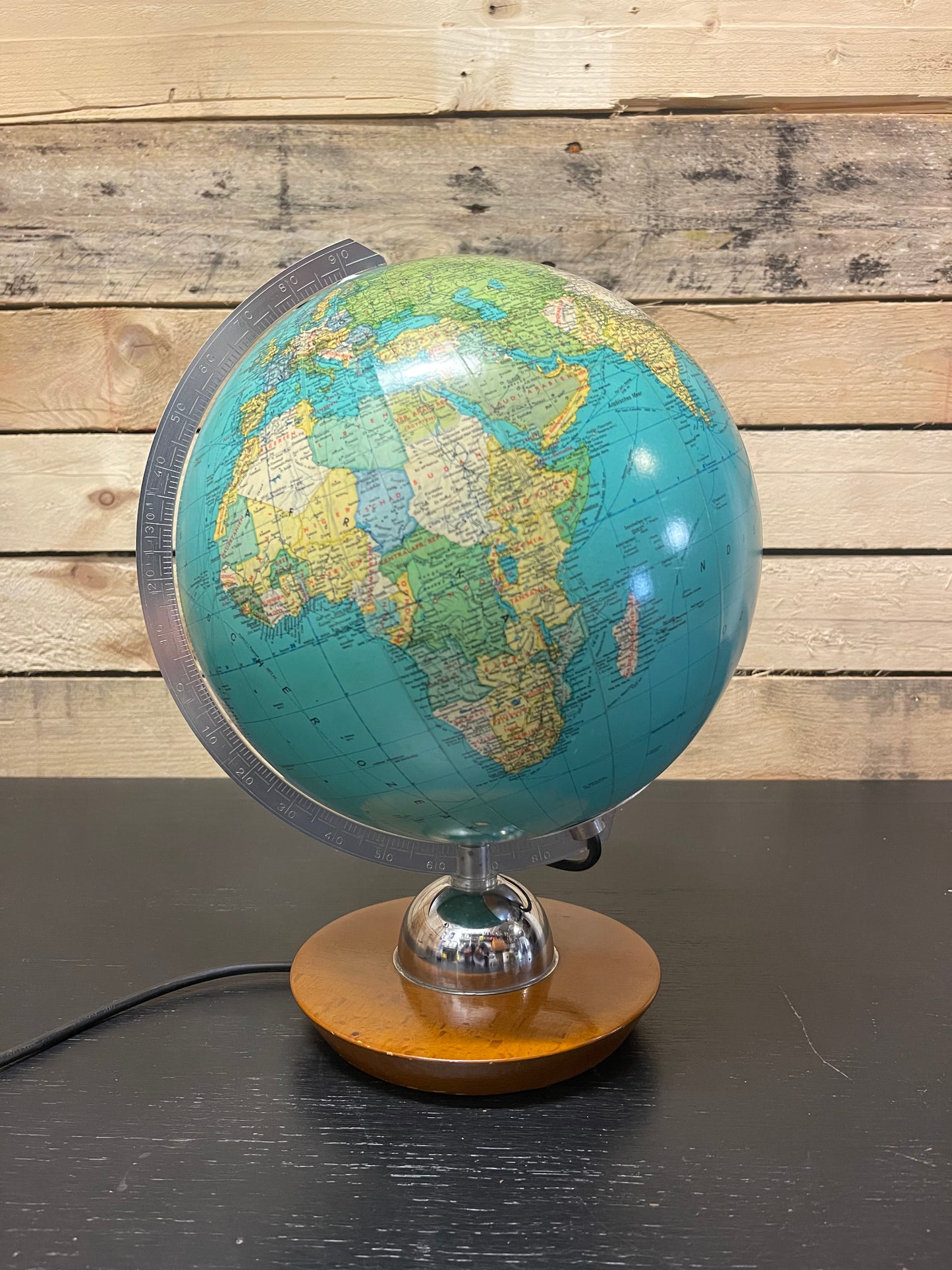 Vintage 1970s German Glass Globe Lamp By JRO Globus Munchen