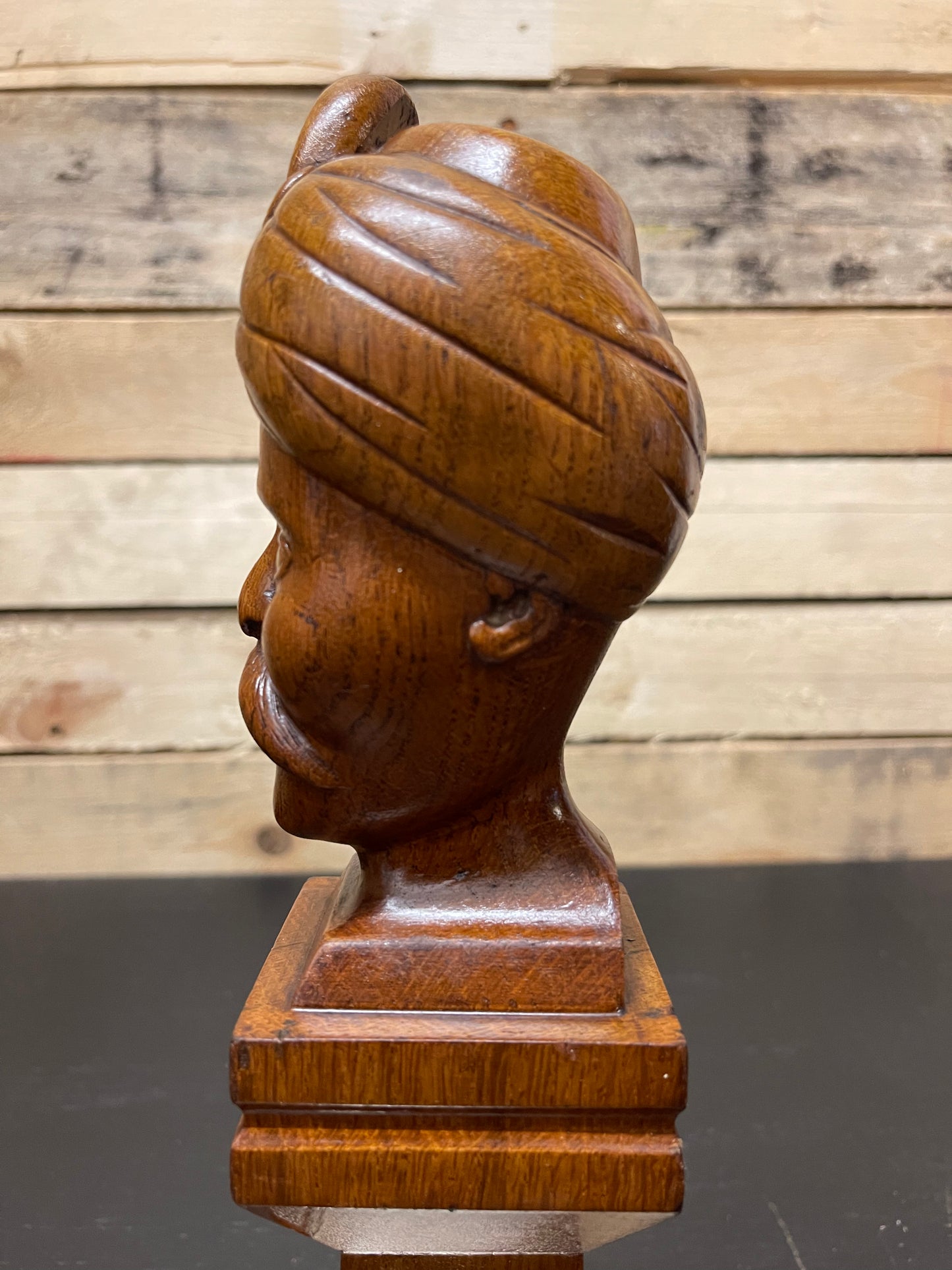 WW2 Hand Carved Trench Art Bust Of Man With Turban