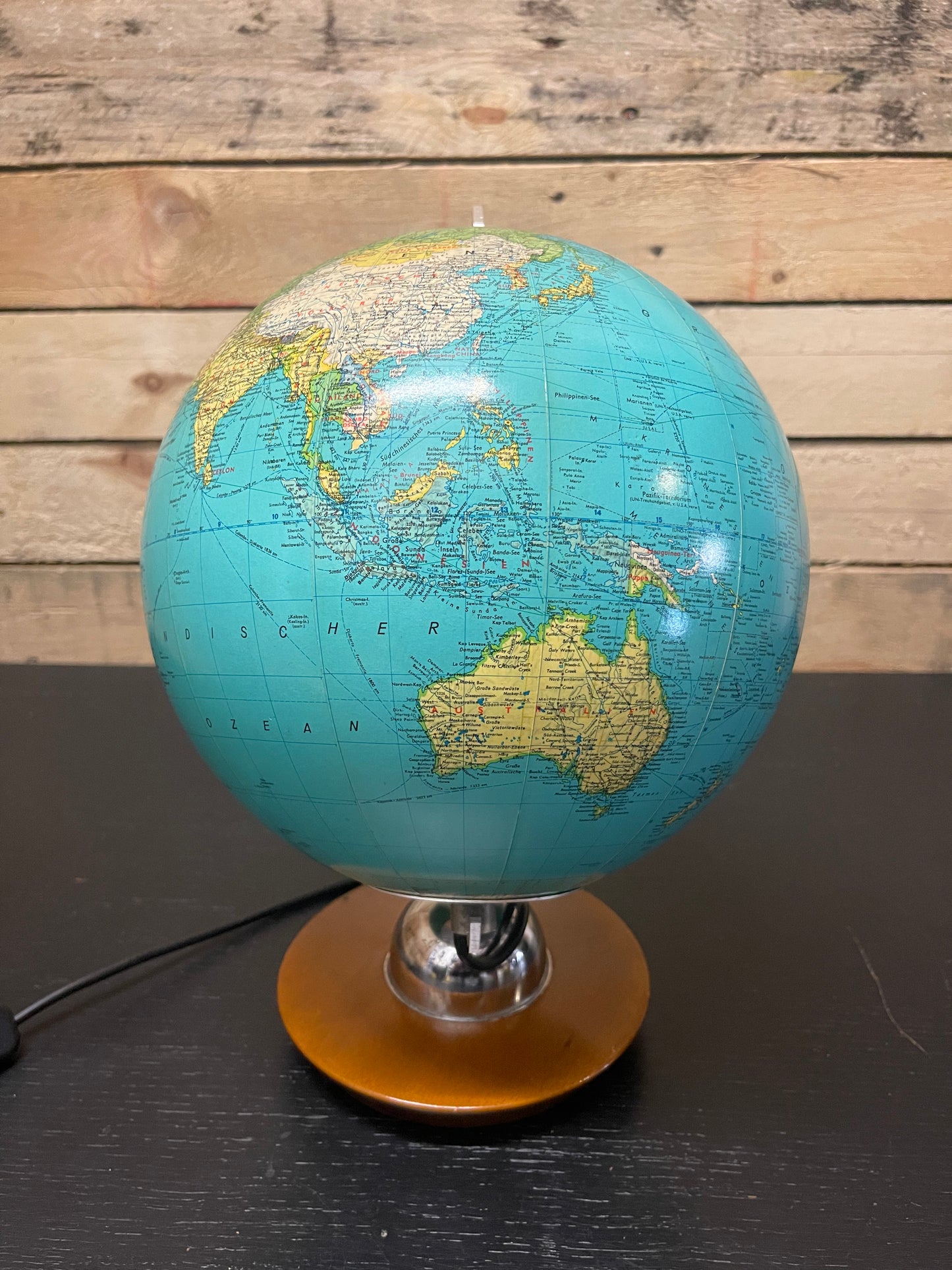Vintage 1970s German Glass Globe Lamp By JRO Globus Munchen
