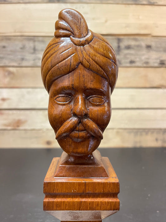 WW2 Hand Carved Trench Art Bust Of Man With Turban