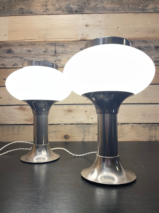 1970s East German Opaline Table Lamps By VEB Narva