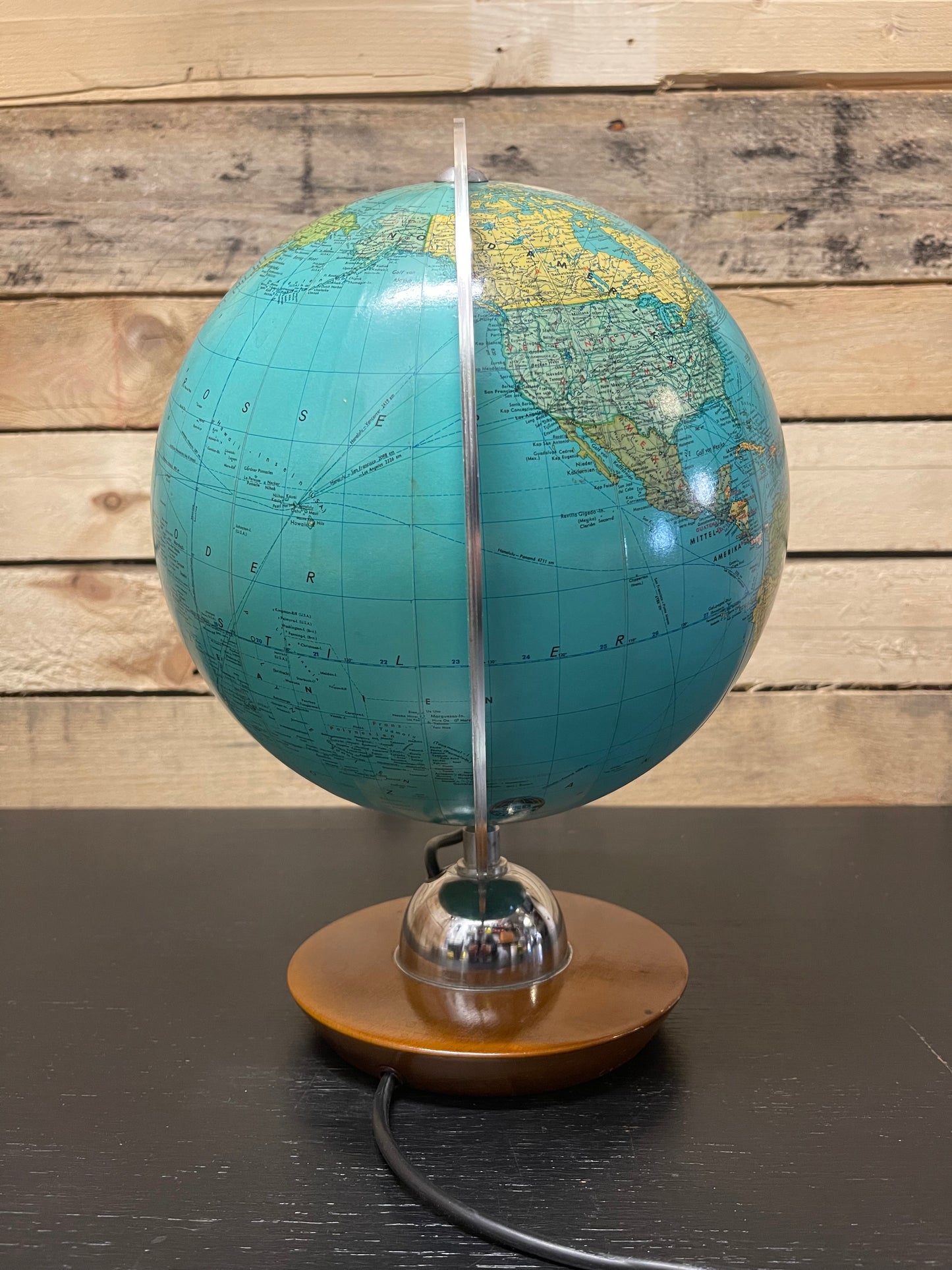 Vintage 1970s German Glass Globe Lamp By JRO Globus Munchen