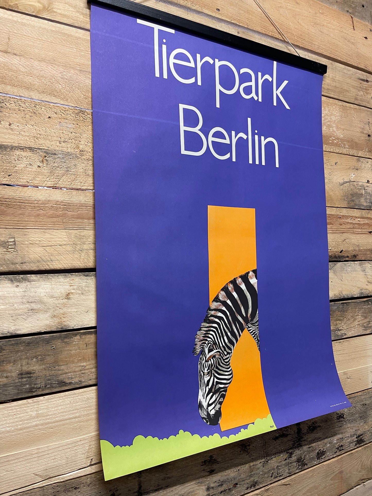 Vintage 1980s Tierpark Berlin Original Zoo Poster Advertising Of A Zebra