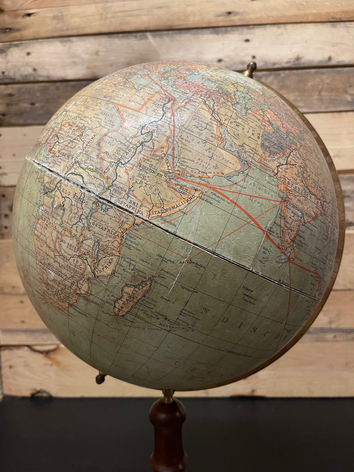 German Antique Table Globe By Paul Räth & Dr A Krause, Leipzig 1920s