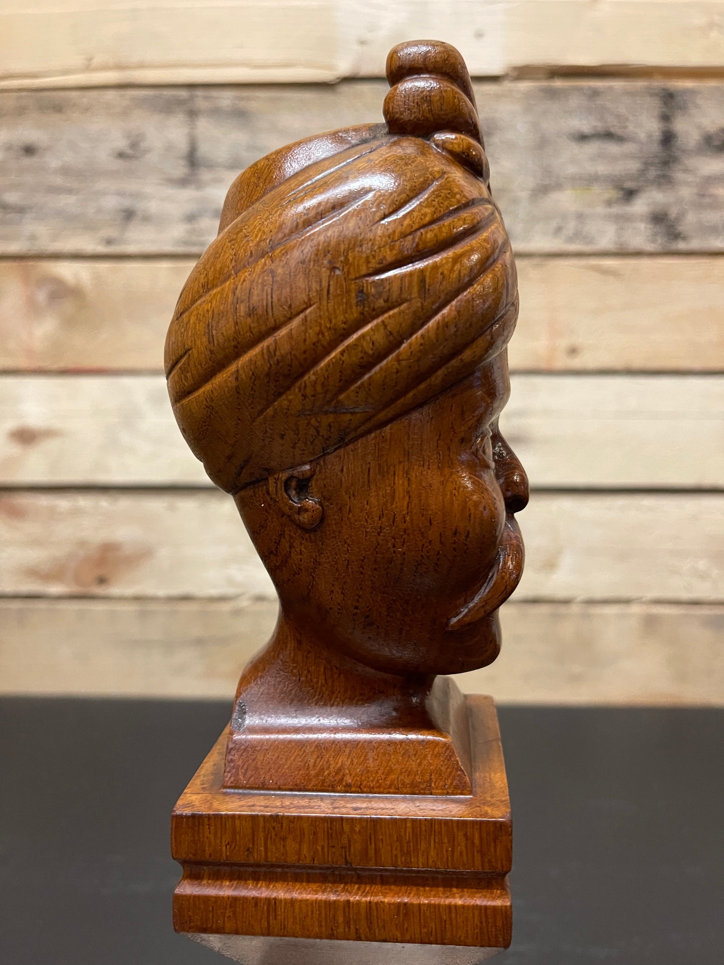WW2 Hand Carved Trench Art Bust Of Man With Turban