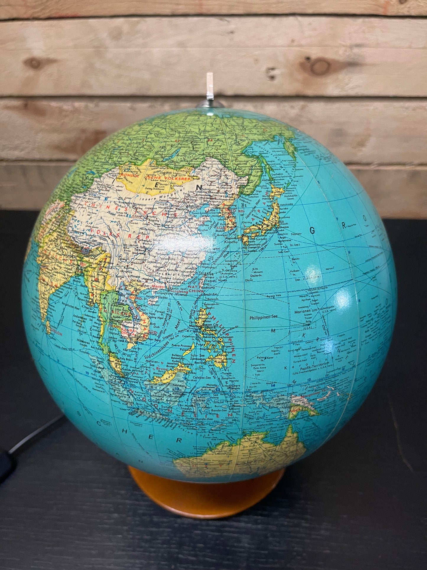 Vintage 1970s German Glass Globe Lamp By JRO Globus Munchen